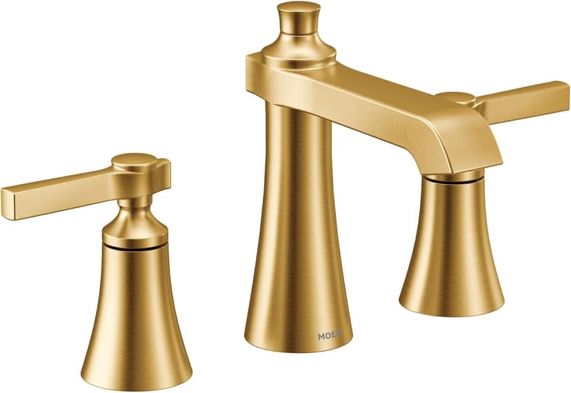 Moen Brushed Gold Flara Two-Handle 8 in. Widespread Lever Handle Bathroom Faucet Trim Kit, Valve Required, TS6984BG