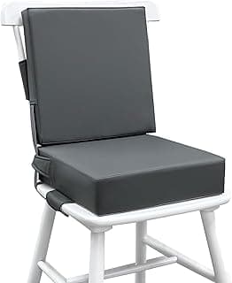 Booster Seat for Dining Table, PU Anti-Scratch Easy Cleaning Kids Toddler Booster Seat for Table, Portable Travel Increasing Cushion for Chair - Dark Grey