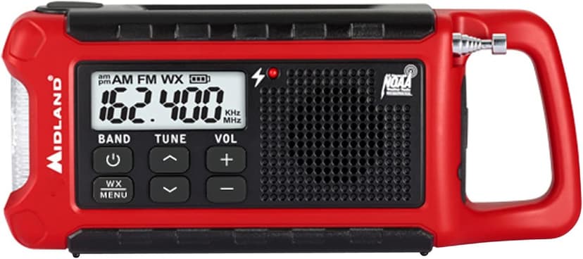 Midland ER210 NOAA Emergency Weather Radio - Compact, Crank, Weather Alerts, AM/FM Radio, Multiple Power Sources, SOS Emergency Flashlight