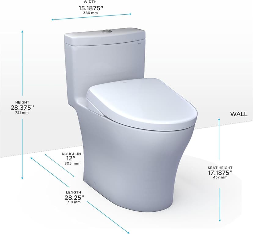 TOTO WASHLET+ Aquia IV One-Piece Elongated Dual Flush 1.28 & 0.9 GPF Toilet with Auto Flush S7A Contemporary Bidet Seat, Cotton White - MW6464736CEMFGNA#01