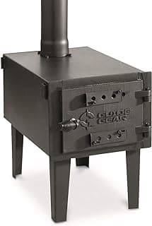 Guide Gear Outdoor Wood Burning Stove; Portable with Chimney Pipe for Cooking and Camping