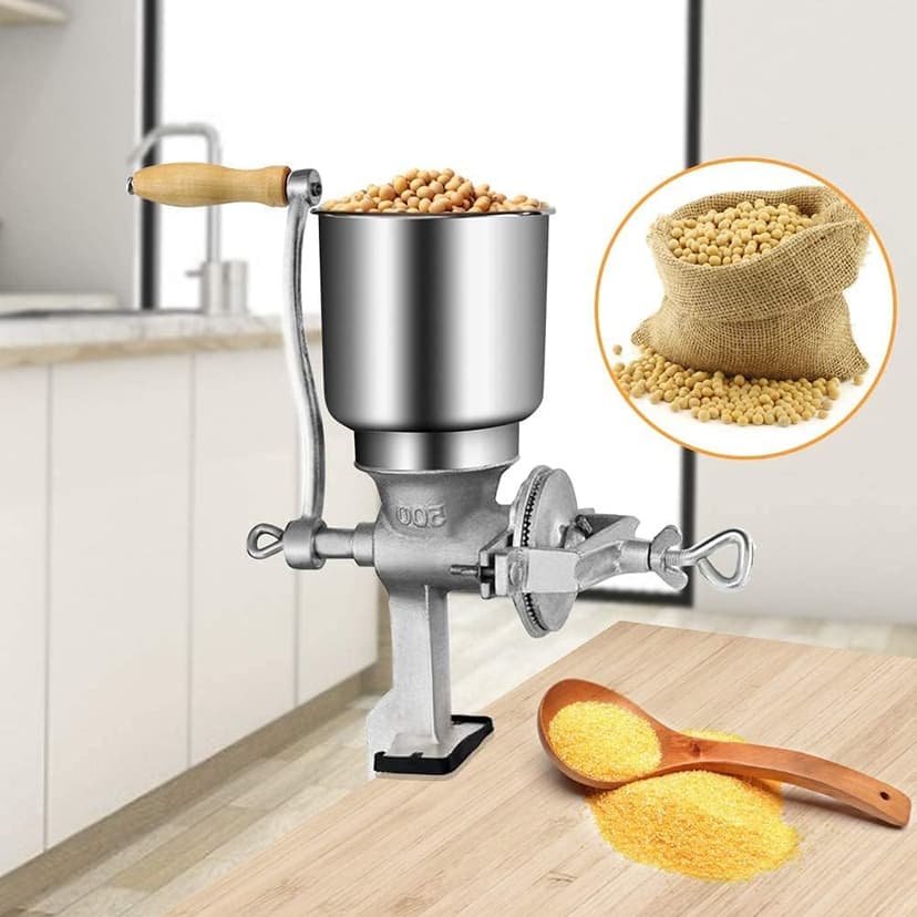 GOTOTOP Hand Crank Grain Mill Grain Grinder Machine Corn Nut Flour Mill Kitchen Tool Equipment for Wheat Nuts Food Seeds with Table Clamp 12.6 x 16.9inch