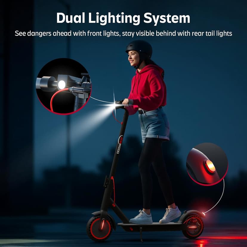 Electric Scooter for Adults- 10.4Ah Battery 350W(500W Peak) Motor, ≥19MPH & 25 Miles Long Range, 8.5'' Solid Tires Foldable with Dual Brake, Lightweight Portable Commuter E Scooter for Urban Travel