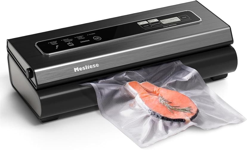 Vacuum Sealer Machine 90Kpa 6-in-1 Compact Food Vacuum Sealing Preservation System with Cutter | 2 Bag Rolls | 5 Pre-cut Bags | Dry&Moist Modes | ETL Listed (Gray)
