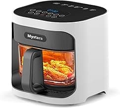 Glass Air Fryer, Digital control panel, 4.5QT Glass Bowl, Hot Air Circulation Technology, Precise Temperature Control, Dishwasher Safe, Transparent and Easy-to-clean Containers(White)