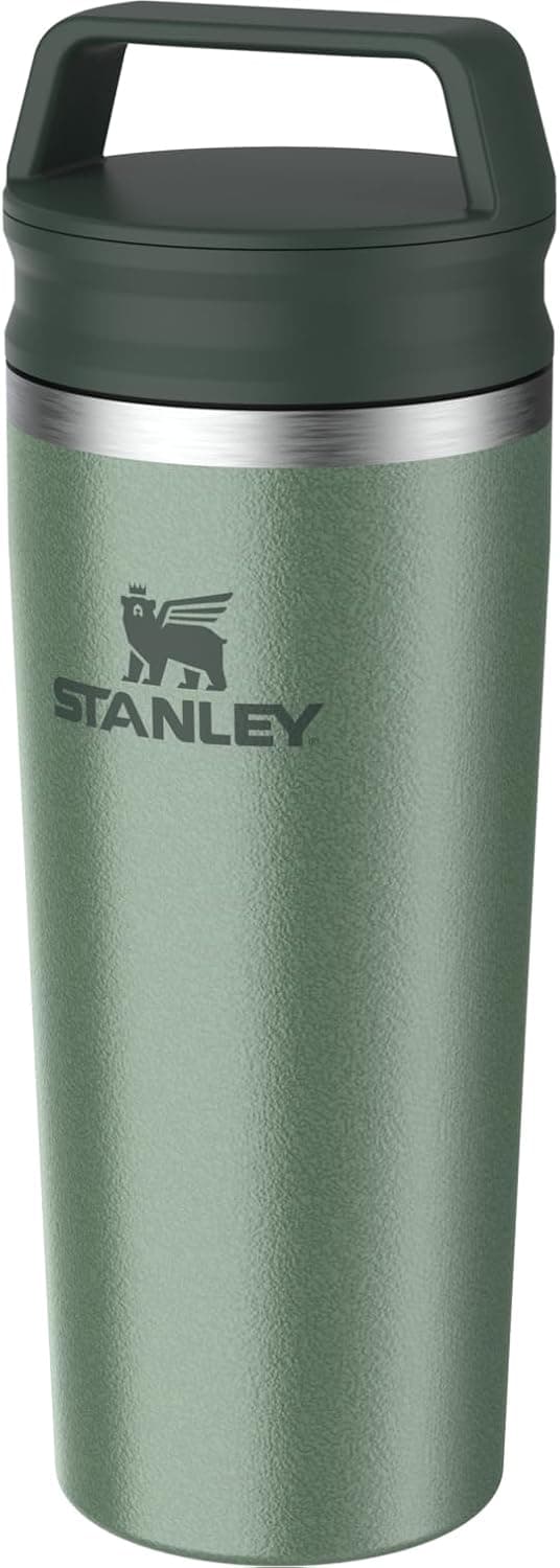 STANLEY Cafe To Go Travel Mug 16 oz | Leakproof Two-Part Drink Through Lid | Tumbler Cup for Coffee, Tea and Drinks | Insulated Stainless Steel Coffee Mug | BPA-Free | Hammertone Green
