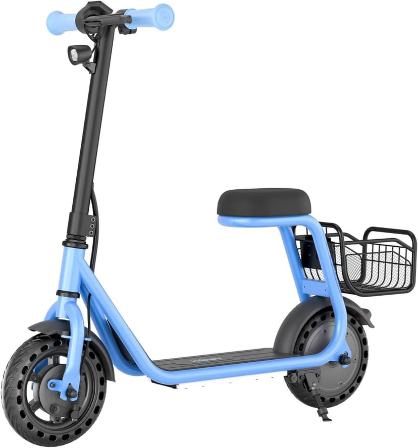 Hiboy Q2 Lite Electric Scooter with Seat for Kids Ages 4-10 - UL Certified, Up to 9.3 MPH with 100W Motor, 3-Speed Adjustable, Rear Basket, LED Neon/Brake Lights, LCD Display