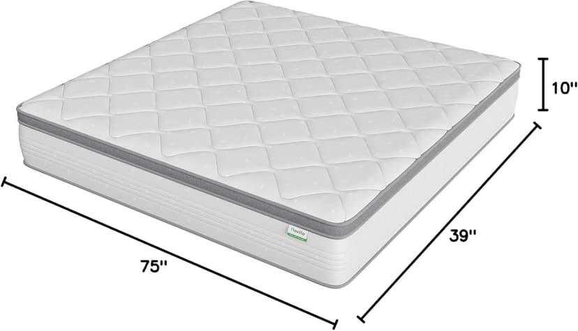 Novilla Twin Mattress, 10 Inch Twin Hybrid Mattress for Kids, Pocket Innerspring Pillow Top Mattresses for Motion Isolation, Pressure Relief & Edge Support,Soft Feel but Supportive