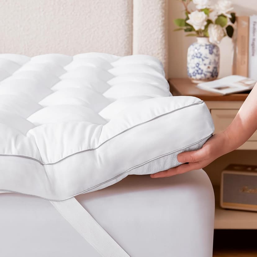 Decroom 3 Inch Memory Foam Mattress Topper Queen Size for Back Pain Relief, Thicked Down Alternative-Lined Mattress Pad，Filled with Breathable & Soft Memory Foam Pillow Top, 80x60x3 Inch