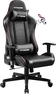 GTRACING Gaming Chair with Speakers Bluetooth Music Video Game Chair Audio Ergonomic Design Heavy Duty Office Computer Desk Chair (Black)