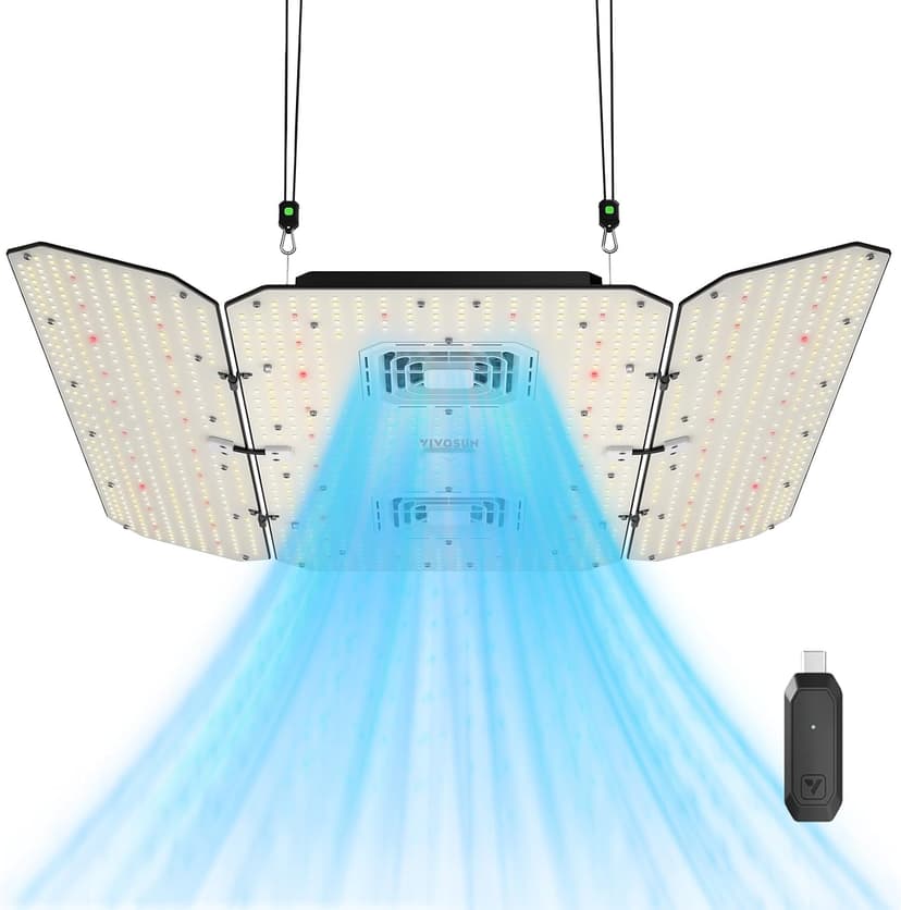 VIVOSUN AeroLight Wing AW400SE & GrowHub Controller E25, LED Grow Light 400W with Integrated Circulation Fan, Full Spectrum, Compatible with App & E42A, 4x4/5x5 ft Coverage