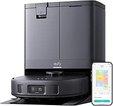 eufy X10 Pro Omni Robot Vacuum and Mop Combo, 8,000 Pa Suction, Dual Mops with 12 mm Auto-Lift and Carpet Detection, AI Obstacle Avoidance, Auto Mop Washing, Auto Drying, Self-Emptying, Self-Refilling