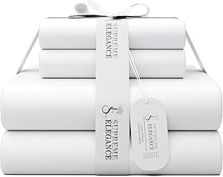 100% Cotton King White Sheets, 600-Thread-Count 4-Piece Sateen Weave Sheet Set, Ultra Soft & Silky, Wrinkle-Resistant, Low Pill, Low Shrink, With Elasticized Deep Pocket, Luxury King Bedding Set