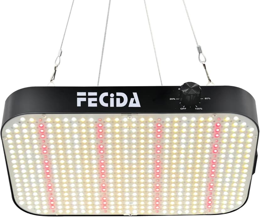 FECiDA LED Grow Light Dimmable 6000 Lumen 65 Watt, 2025 Best Grow Lights for Indoor Plants Full Spectrum, Hanging Seed Starting Seedlings Vegetable Growing Lamps, Daisy Chain Function, Built-in Fan