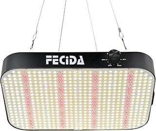 FECiDA LED Grow Light Dimmable 6000 Lumen 65 Watt, 2025 Best Grow Lights for Indoor Plants Full Spectrum, Hanging Seed Starting Seedlings Vegetable Growing Lamps, Daisy Chain Function, Built-in Fan