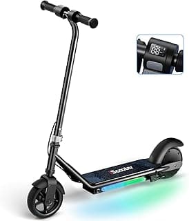 iScooter IK3/IK3Pro Electric Scooter for Kids Aged 6-12, LED Display, 3 Speeds, 3 Heights (IK3Pro), Magnetic Charging, 150W Motor, Colorful Lights
