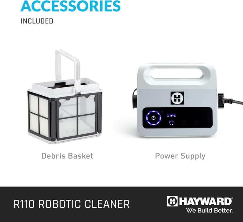 Hayward The Pool Cleaner R110 Robotic Cleaner (2024 New) - Top Loading Easy Clean Basket, Smart Navigation, Programmable Timer, Fine/Ultra Fine Filters for In-Ground and Above Ground Pools up to 33ft