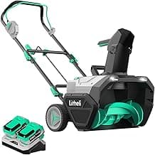 Litheli 2x20V Battery Powered Cordless Snow Blower, 20'' Brushless Electric Snow Thrower with Wheels, LED Lights, 180° Chute, Powerful Snow Removal Kit with 4.0Ah Battery and Fast Charger