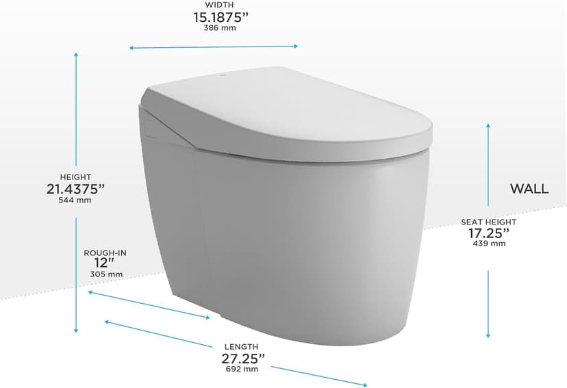 TOTO NEOREST AS Dual Flush 1.0 or 0.8 GPF Toilet with Intergeated Bidet Seat & EWATER+, Cotton White - MS8551CUMFG#01