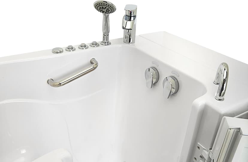 Ella Capri 30"x52" Acrylic Air + Hydro Massage and Heated Seat Walk-In Bathtub with Right Outward Swing Door, 2 Piece Fast Fill Faucet, 2" Dual Drain