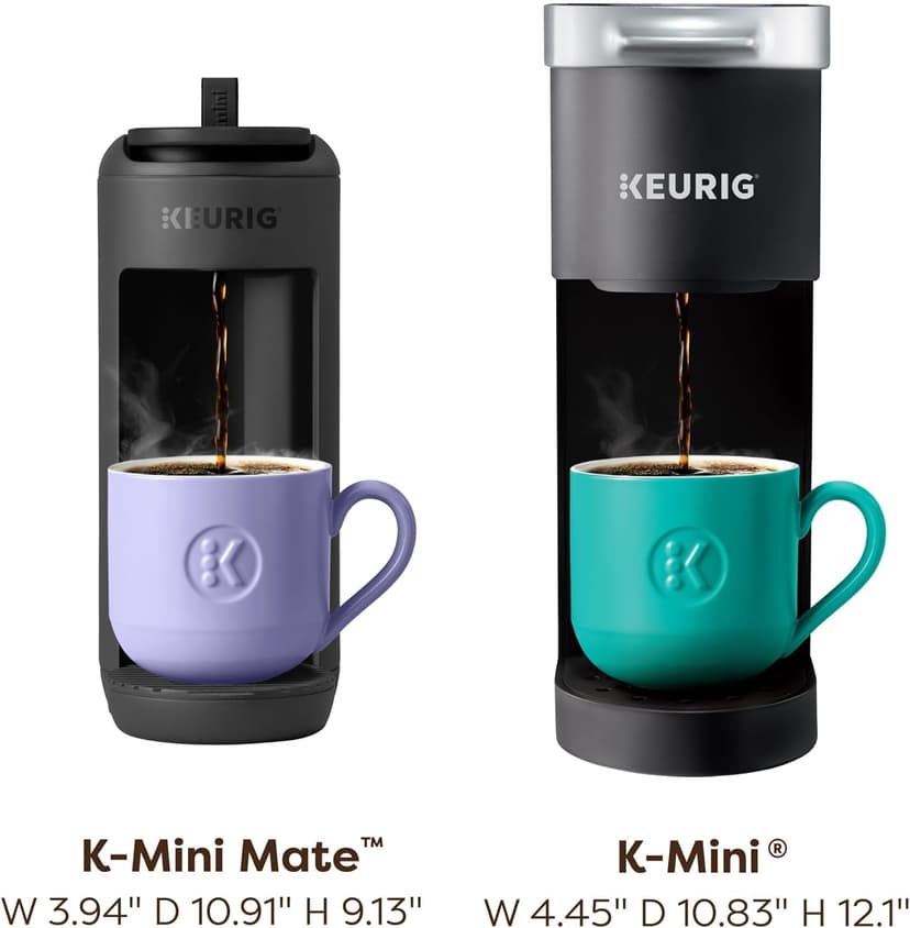 Keurig K-Mini Mate Single Serve K-Cup Pod Coffee Maker, Brews Up to 12 oz Cup, Compact Portable Coffee Machine for Small Spaces, Great For Dorms & Offices, Black