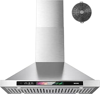 BRANO 30-inch Wall Mount Range Hood 900 CFM with Voice/Gesture/Touch Control, Stainless Steel Kitchen Hood Vent with 4 Speed Exhaust Fan, LED Adjustable Lights, Memory Mode