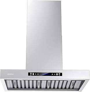 IKTCH 36-Inch Wall Mount Range Hood, 900 CFM Ducted Vent Hood with 4-Speed Fan, Gesture Sensing & Touch Control, Stainless Steel Kitchen Chimney Vent with Adjustable LED Lights