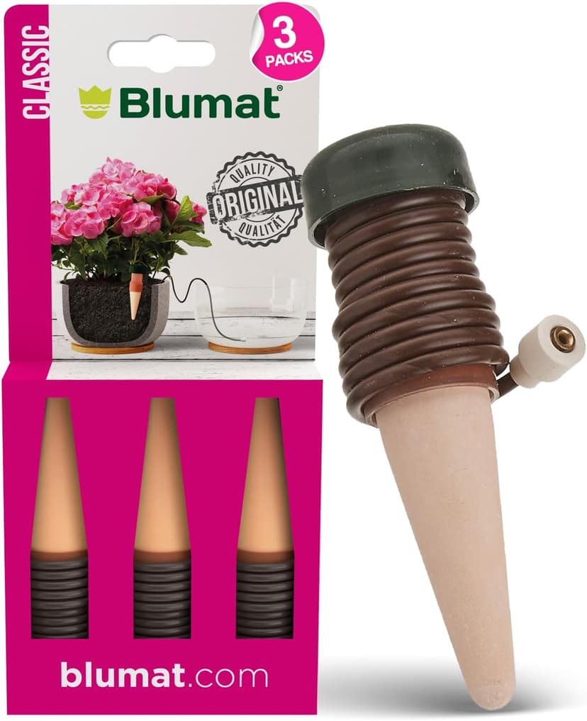 Blumat Classic Plant Watering Stakes - Self-Watering Insert for Indoor and Outdoor Plants - Automatic Slow Release Irrigation System for Potted Plants - Houseplant Care Device (3 Packs)