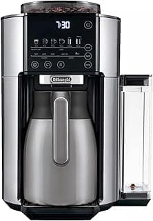 De'Longhi TrueBrew Drip Coffee Maker, Built in Grinder, Single Serve, 8 oz to 24 oz with 40 oz Carafe, Hot or Iced Coffee, Stainless,CAM51035M, Silver/Black