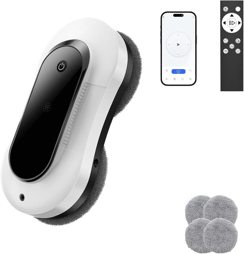 Portable Window Cleaning Robot, Ultrasonic Dual Spray,3000Pa Suction Power, Window Cleanner with Intelligent Edge Detection, Infrared Remote Control