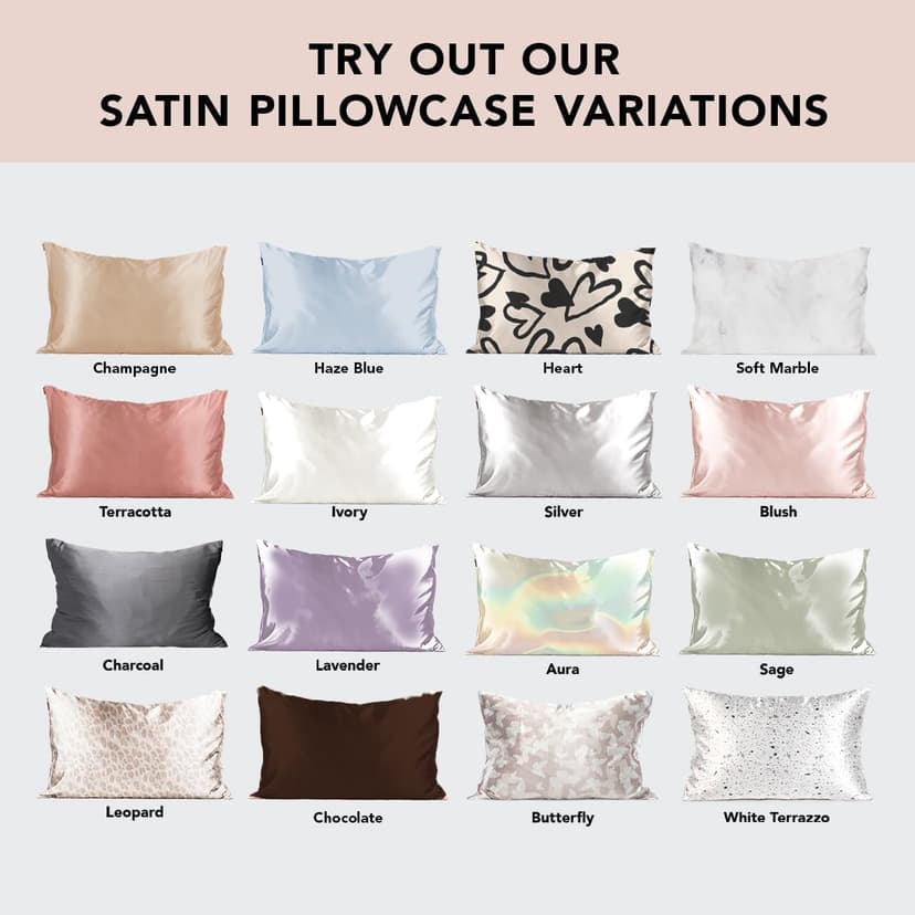 Kitsch Satin Pillowcase with Zipper for Hair & Skin, Softer Than Silk Pillow Cases Queen Size Set of 2, Wrinkle-Free, Smooth and Cooling Satin Pillow Covers, Standard Size 19"x26" - Ivory, 2pcs
