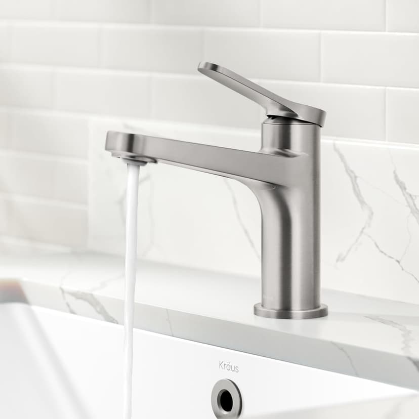 KRAUS Indy Single Handle One Hole Bathroom Sink Faucet in Spot-Free Brushed Nickel, KBF-1411SFBN