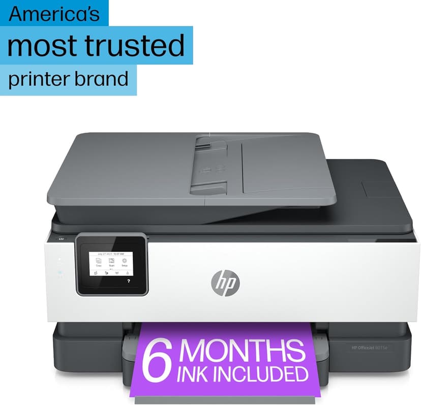 HP OfficeJet 8015e Wireless Color All-in-One Printer, 6 month Instant Ink trial included