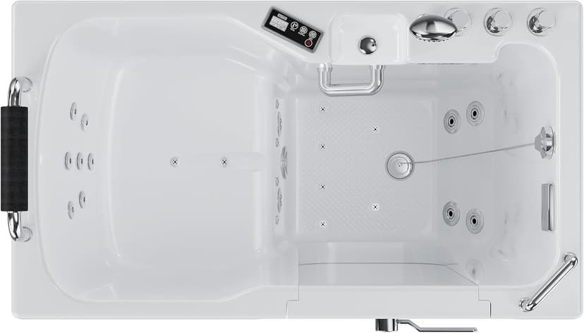 Empava Walk In Tub for Seniors,54" x 30'' Right Drain,12 Air & 13 Whirlpool Massage Jets Bathtub,with built-in Heater,2 Safety Handrail,19.25" Wide Right Outswing Door,Slip-Resistant Floor,Acrylic