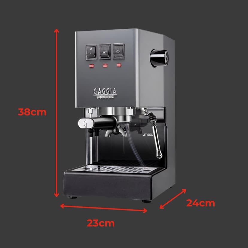 Gaggia RI9380/51 Classic Evo Pro Espresso Machine, Industrial Grey, Small