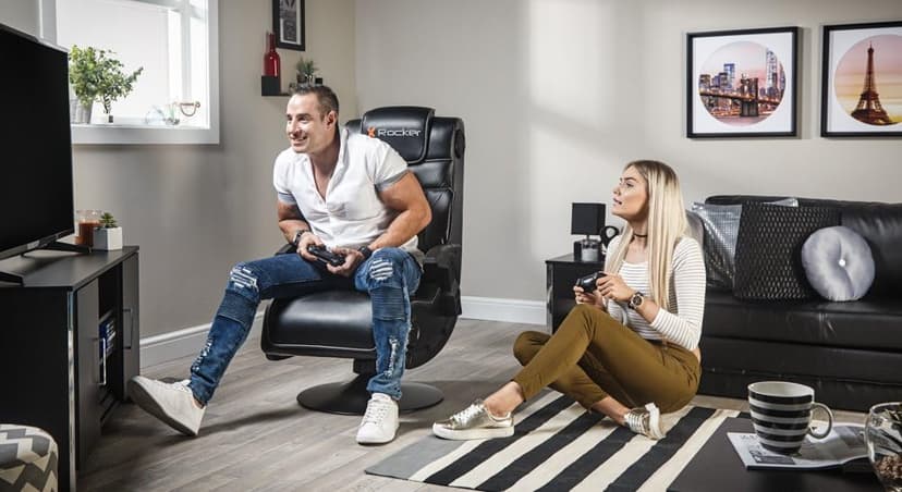 X-Rocker Pro 4.1 Pedestal Gaming Chair with 4.1 Wireless Audio System and Subwoofer (Faux Leather, Black)