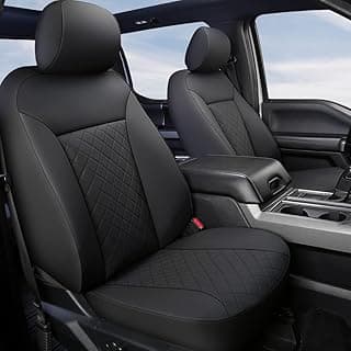 GIANT PANDA Front Car Seat Covers Custom Fit Ford F150 F250 F350 F450 Super Crew/Crew Cab Pickup Trucks, Front Seats Fabric Protectors (Black) 2-Pack