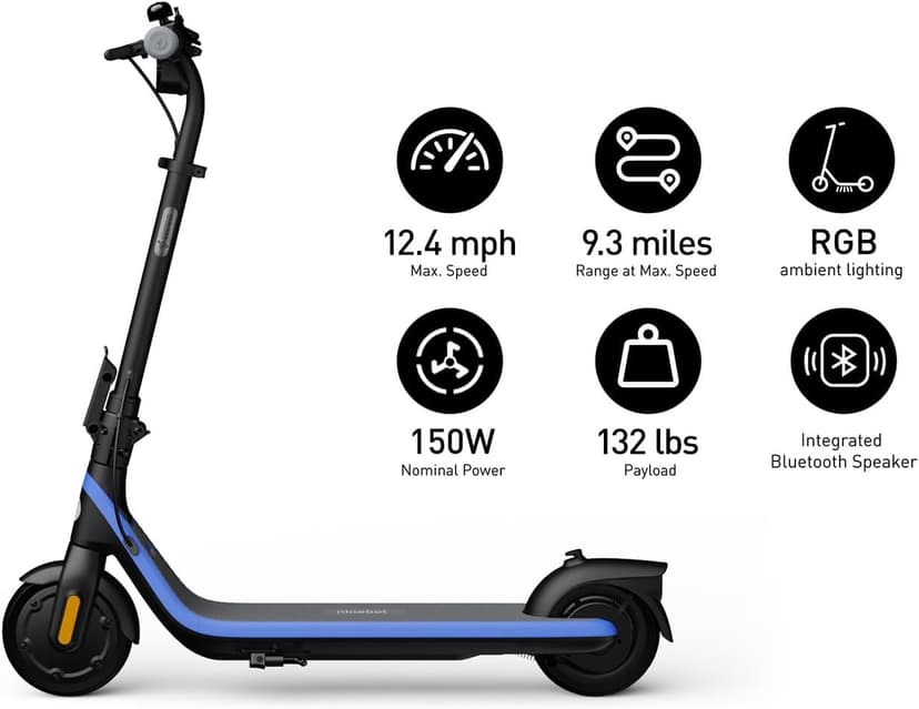 Segway Ninebot eKickScooter - Electric Scooter for Kids 6-14, w/t Adjustable Handlebar Height (Only C2 Pro) for Riders up to 132 lbs, Includes New Cruise Mode, UL-2272 Certified