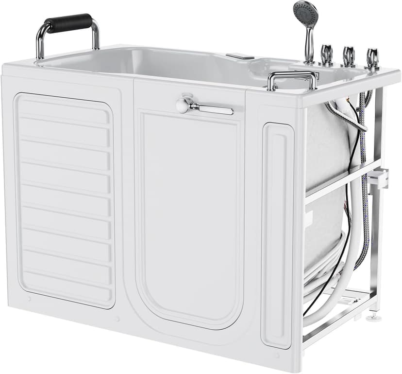 Empava Walk in Tub, 54" Whirlpool Bathtub with 12 Air & 13 Water Jets, Heated Massage Soaking Tub, 20% Wider Outward Swing Door, Right Drain,Walk-In Bathtub for Seniors, Acrylic