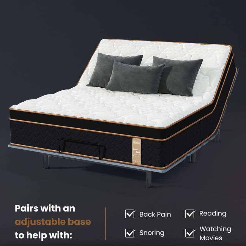 Queen Mattress, 14 Inch Plush Hybrid Mattresses with Gel Memory Foam, Fiberglass-Free Mattress in a Box, Individual Pocket Spring-Motion Isolation-Extra Edge Support, 365 Nights Trial,CertiPUR-US
