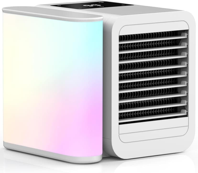 Portable Air Conditioner Cooling Fan: Evaporative Mini Air Cooler with 𝟳 𝗖𝗼𝗹𝗼𝗿𝘀 - USB Personal Air Cooler Desktop Ac Unit for Room Office Home (White)