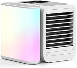 Portable Air Conditioner Cooling Fan: Evaporative Mini Air Cooler with 𝟳 𝗖𝗼𝗹𝗼𝗿𝘀 - USB Personal Air Cooler Desktop Ac Unit for Room Office Home (White)