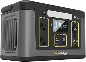 SeeDevil Portable Power Station 500W, 560Wh Lithium Battery, 110V/500W Pure Sine Wave AC Outlet, Solar Generator (Solar Panel Not Included) Great for Camping, Emergency Power, Off-Grid, Outdoor use