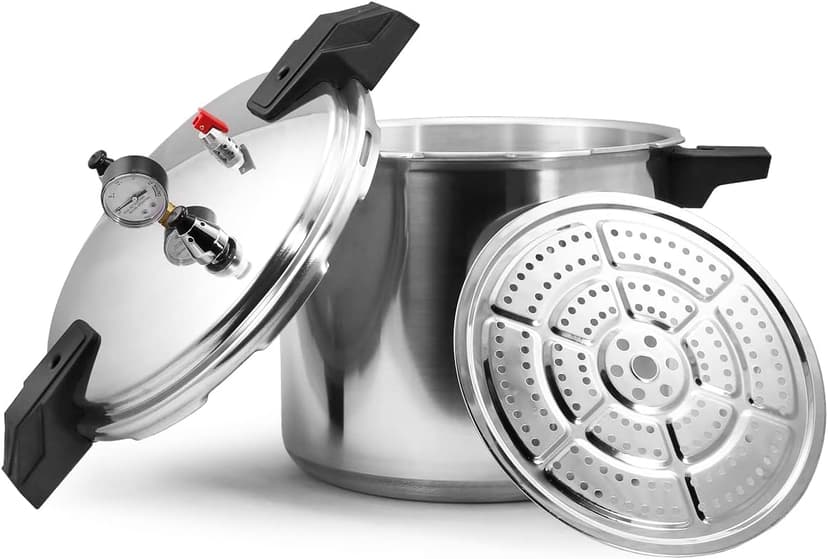 Barton 23 Quart Pressure Cooker, Pressure Canner, Gauge, Canner Rack Included Quick Relief Valve Locking Lid Canning Pot Fast Cooking Pot, (23QT)