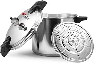 Barton 23 Quart Pressure Cooker, Pressure Canner, Gauge, Canner Rack Included Quick Relief Valve Locking Lid Canning Pot Fast Cooking Pot, (23QT)