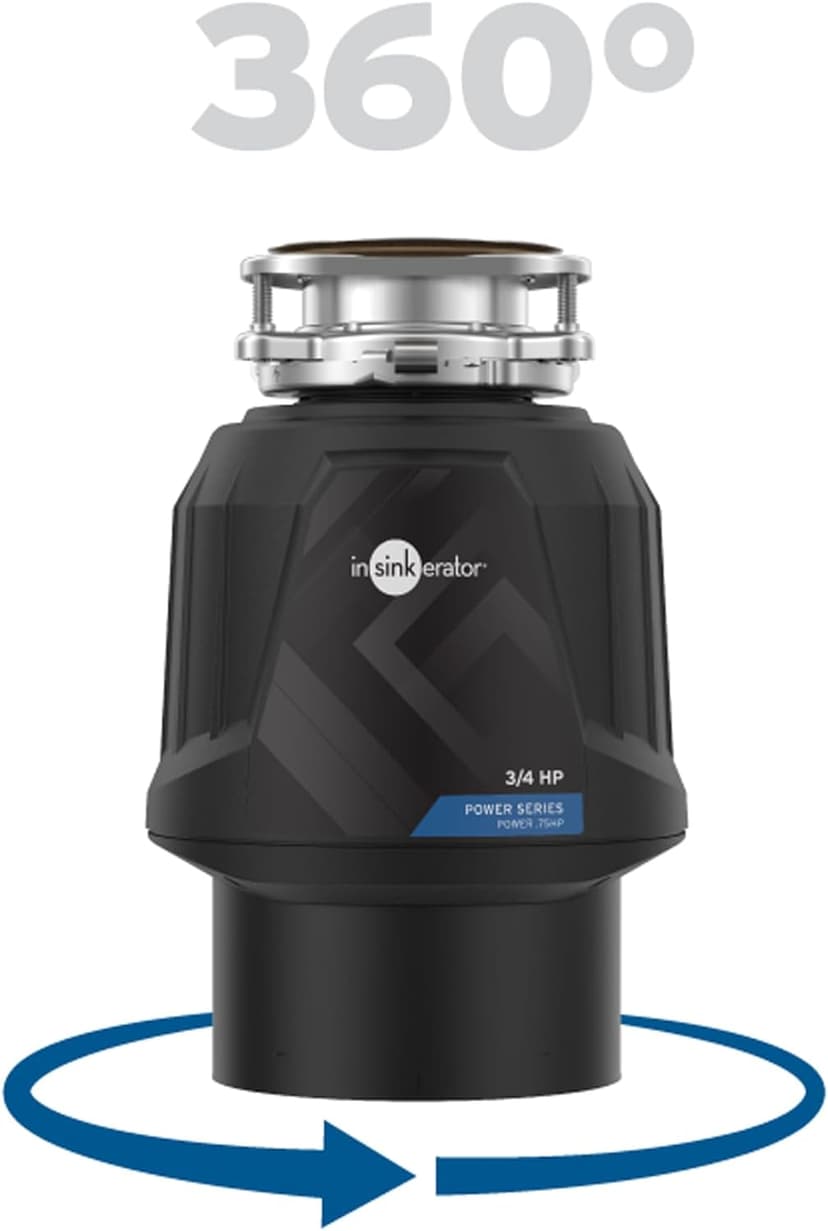 InSinkErator Power .75HP, 3/4 HP Garbage Disposal, Power Series EZ Connect Continuous Feed Food Waste Disposer, Black