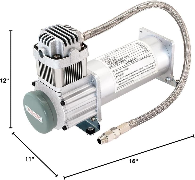 Vixen Horns Heavy Duty Onboard Air Compressor 200 PSI. Universal Replacement for Truck/Car Train Horn/Suspension/Ride/Bag kit/System. Fits All 12v Vehicles like Semi/Pickup VXC8301