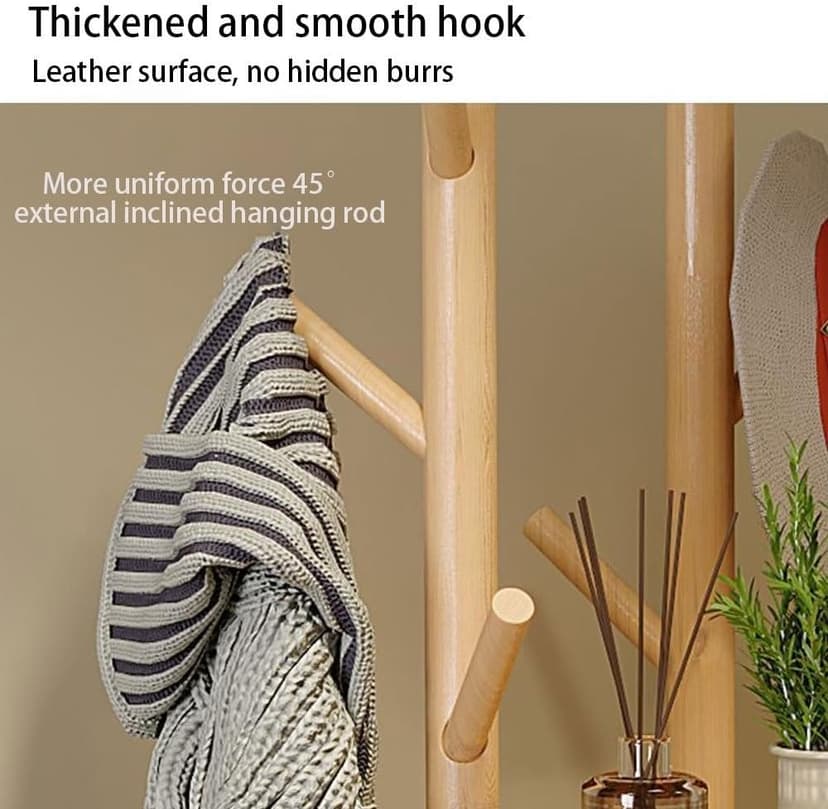 Rotary Coat Rack - Solid Wood Freestanding Coat Rack with Shelf and 9 Hooks - Ideal for Entryway, Bedroom, Living Room - Stylish and Functional Storage Solution