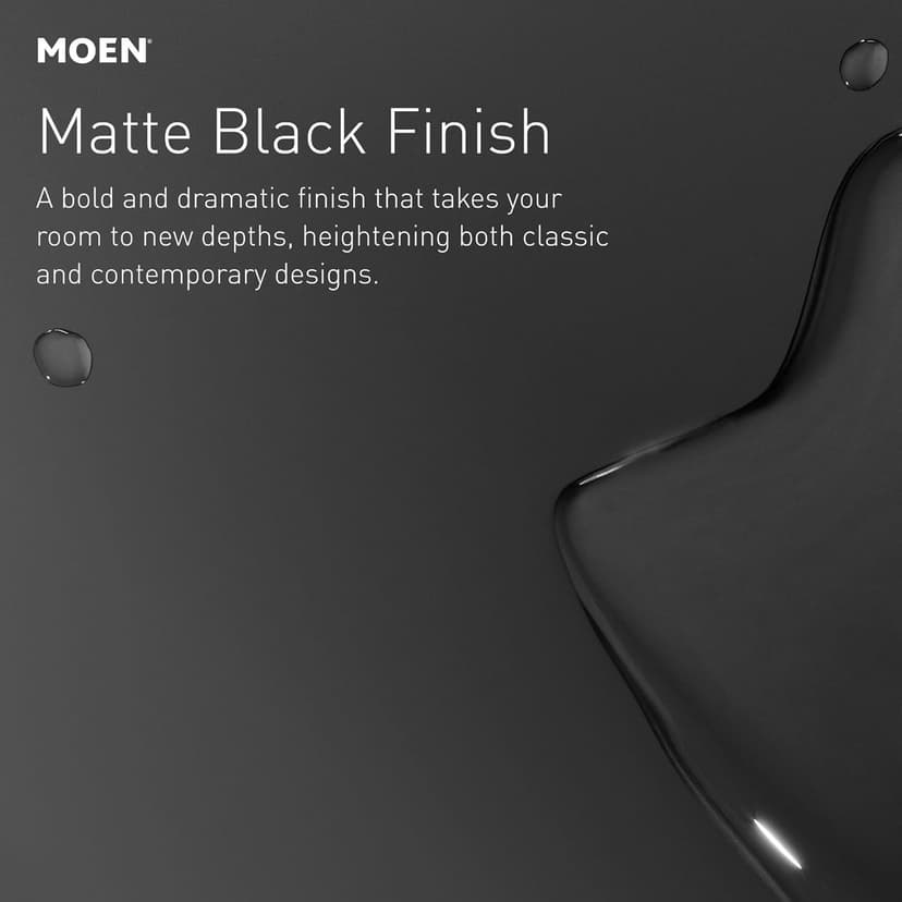 Moen Ronan Matte Black One-Handle Single Hole Modern Bathroom Sink Faucet with Optional Deckplate and Spring Loaded Drain Assembly, 84021BL