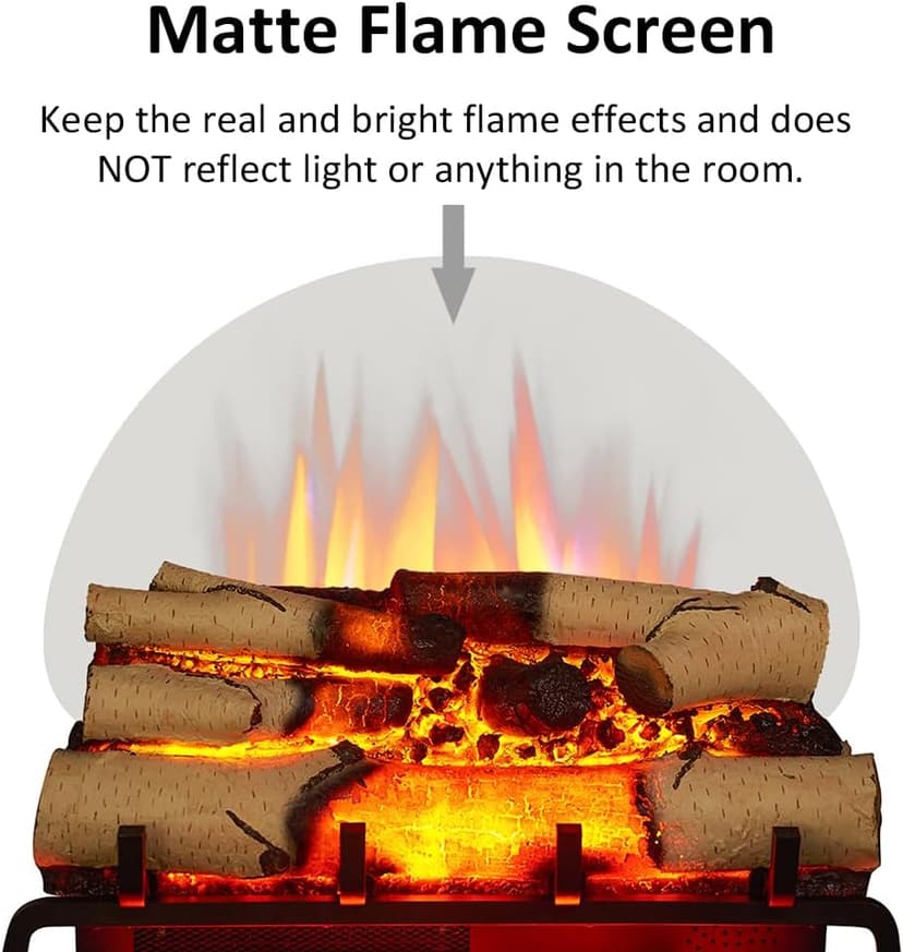 LegendFlame 23" W Free Standing Electric Fireplace White Birch Log Set (EF290A-WB), Fireplace Insert, Heater 750W/1500W, Crackling Sound, Remote Control